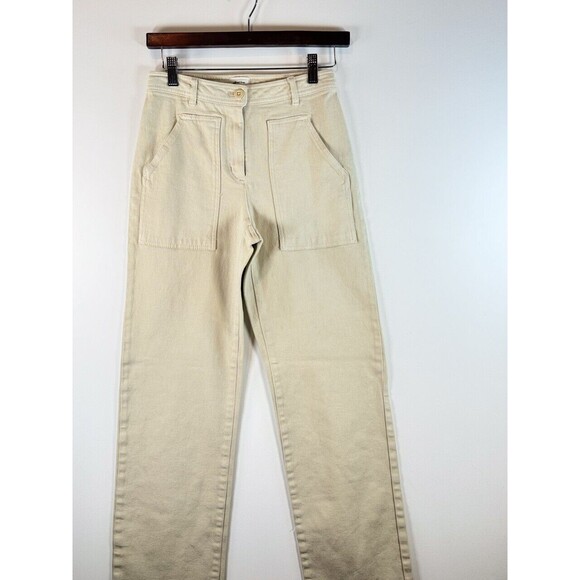 Aritzia Wilfred Free Pants Beige Modern Utility Mid Rise Straight Size 00 2XS - Picture 6 of 11
